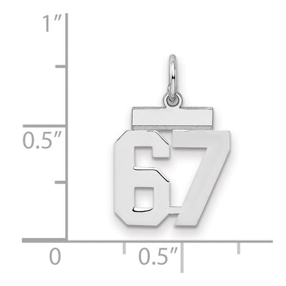Sterlingsilber Silber/rhodiniert Poliert Zahl 67 Charm