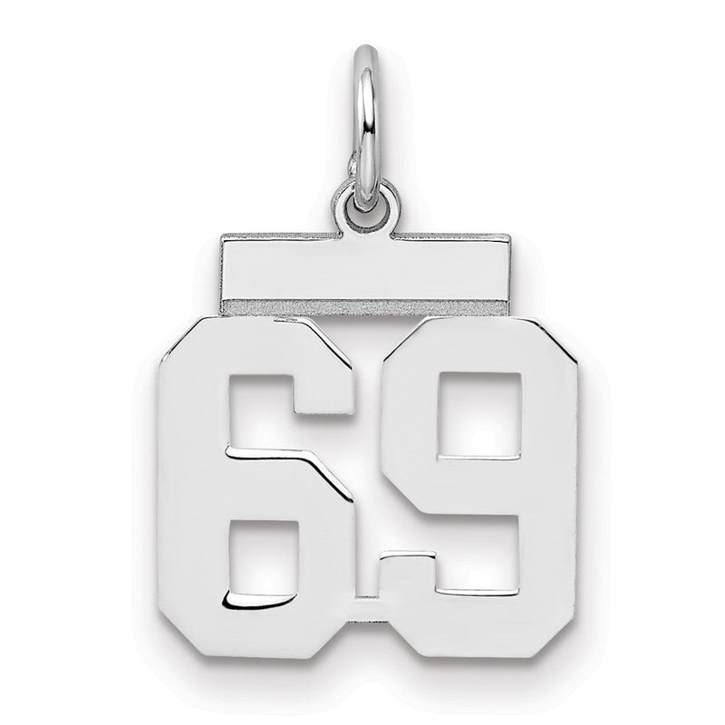 Sterlingsilber Silber/rhodiniert Poliert Zahl 69 Charm
