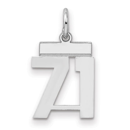 Sterlingsilber Silber/rhodiniert Poliert Zahl 71 Charm
