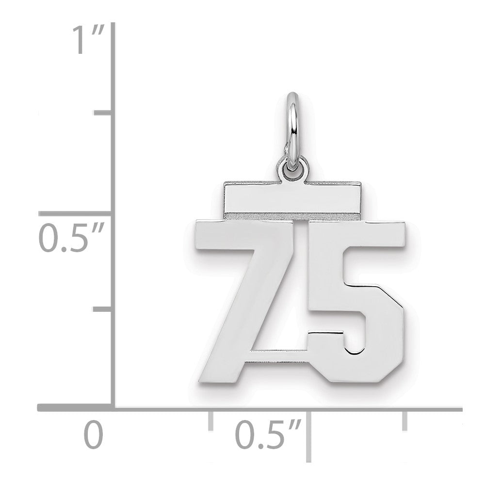 Sterlingsilber Silber/rhodiniert Poliert Zahl 75 Charm