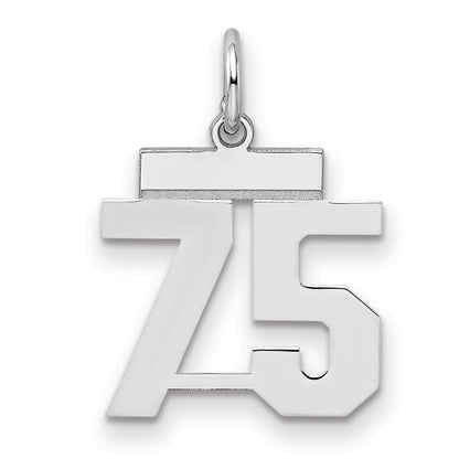 Sterlingsilber Silber/rhodiniert Poliert Zahl 75 Charm