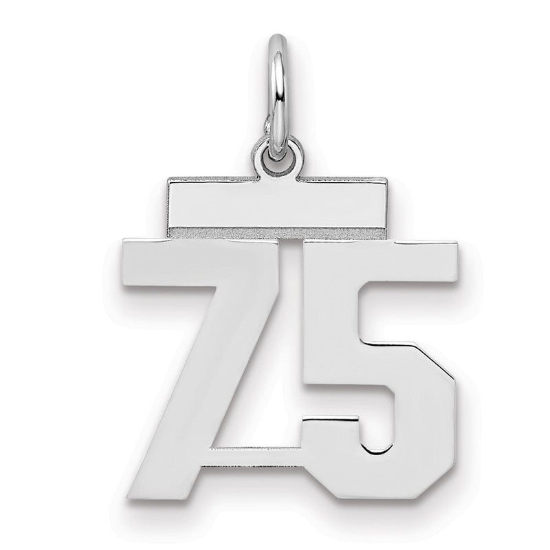 Sterlingsilber Silber/rhodiniert Poliert Zahl 75 Charm