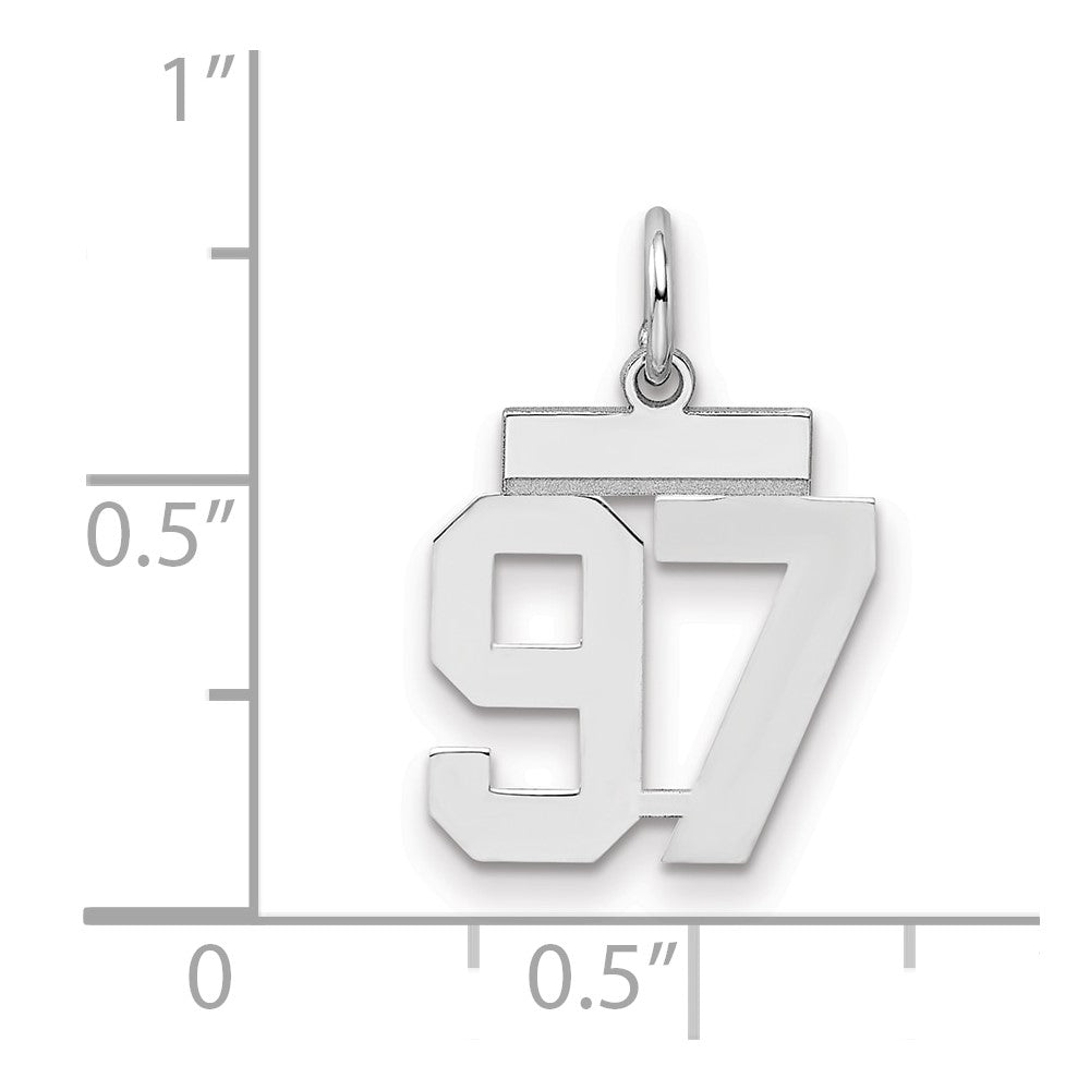 Sterlingsilber Silber/rhodiniert Poliert Zahl 97 Charm