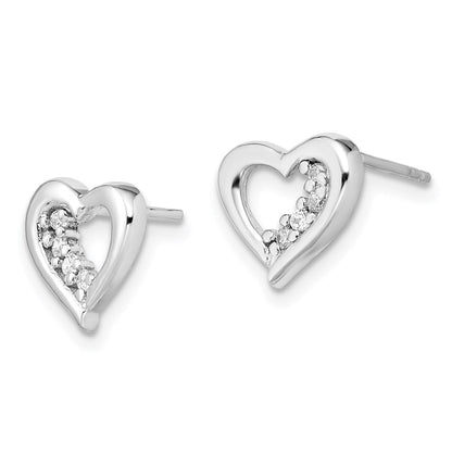 Sterlingsilber Rhodiniert Zirkonia Herz Ohrring und Anhänger Set