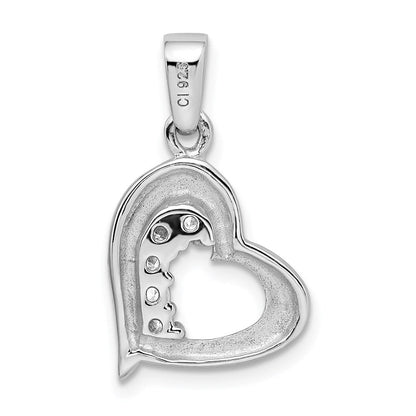 Sterlingsilber Rhodiniert Zirkonia Herz Ohrring und Anhänger Set