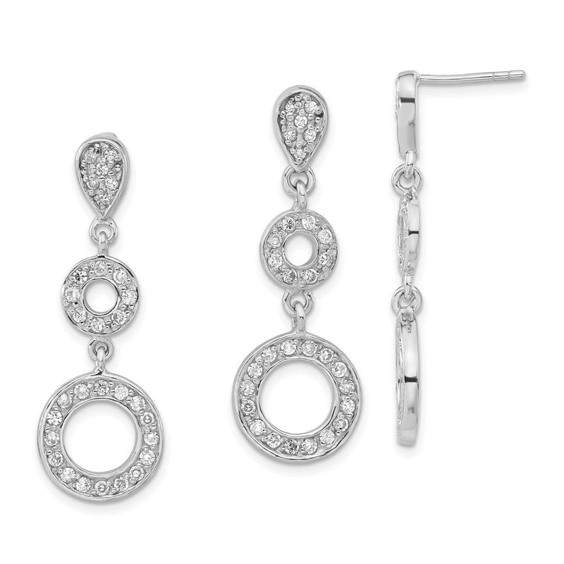 Sterlingsilber Poliert Zirkonia Kreis Anhänger & Ohrring Set