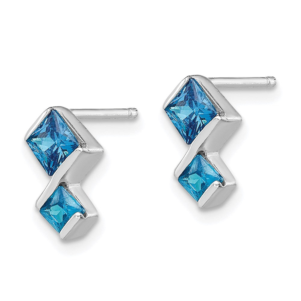 Sterlingsilber Poliert Blautopas Anhänger und Ohrstecker Set