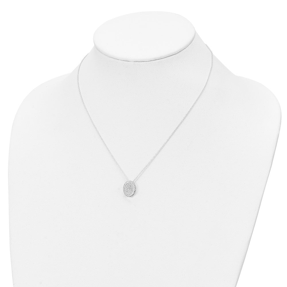 Sterlingsilber 16 in mit 1.5 Verlängerung. Zirkonia Oval Halskette, Ohrringe, Ring Set