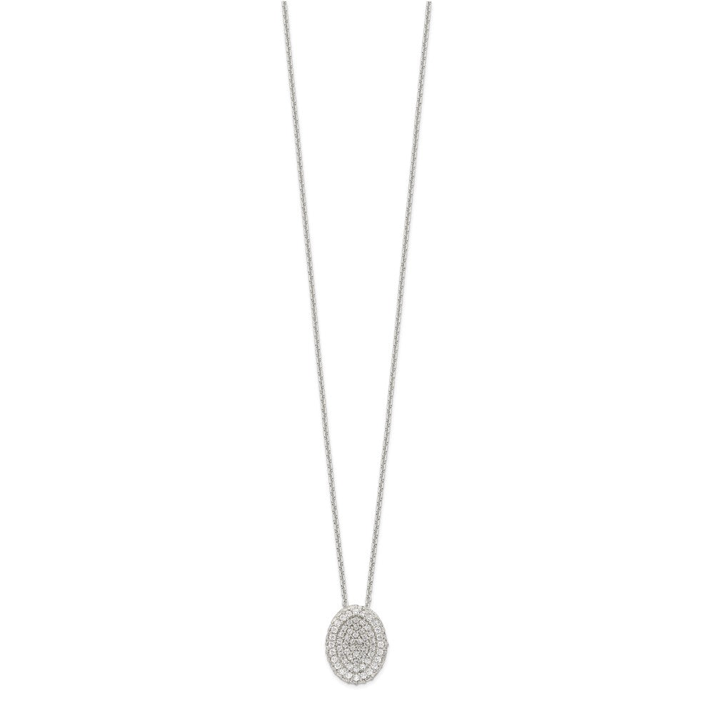 Sterlingsilber 16 in mit 1.5 Verlängerung. Zirkonia Oval Halskette, Ohrringe, Ring Set
