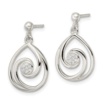 Sterlingsilber Zirkonia in Tropfen Anhänger und Ohrringe Set