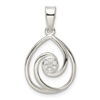 Sterlingsilber Zirkonia in Tropfen Anhänger und Ohrringe Set