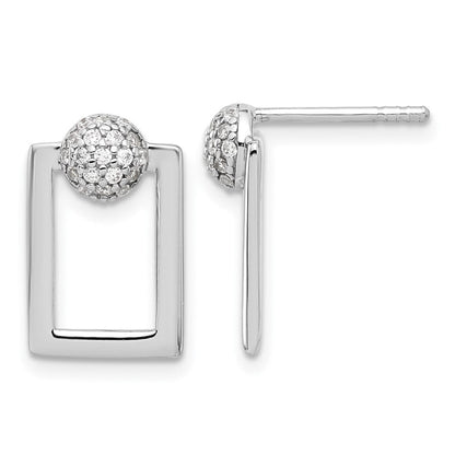 Sterlingsilber Rhodiniert Mikro Pavé Zirkonia Rechteck Ohrringe und Anhänger Set