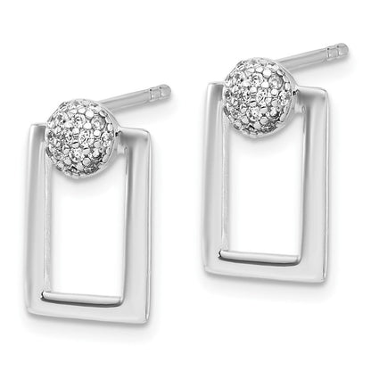 Sterlingsilber Rhodiniert Mikro Pavé Zirkonia Rechteck Ohrringe und Anhänger Set
