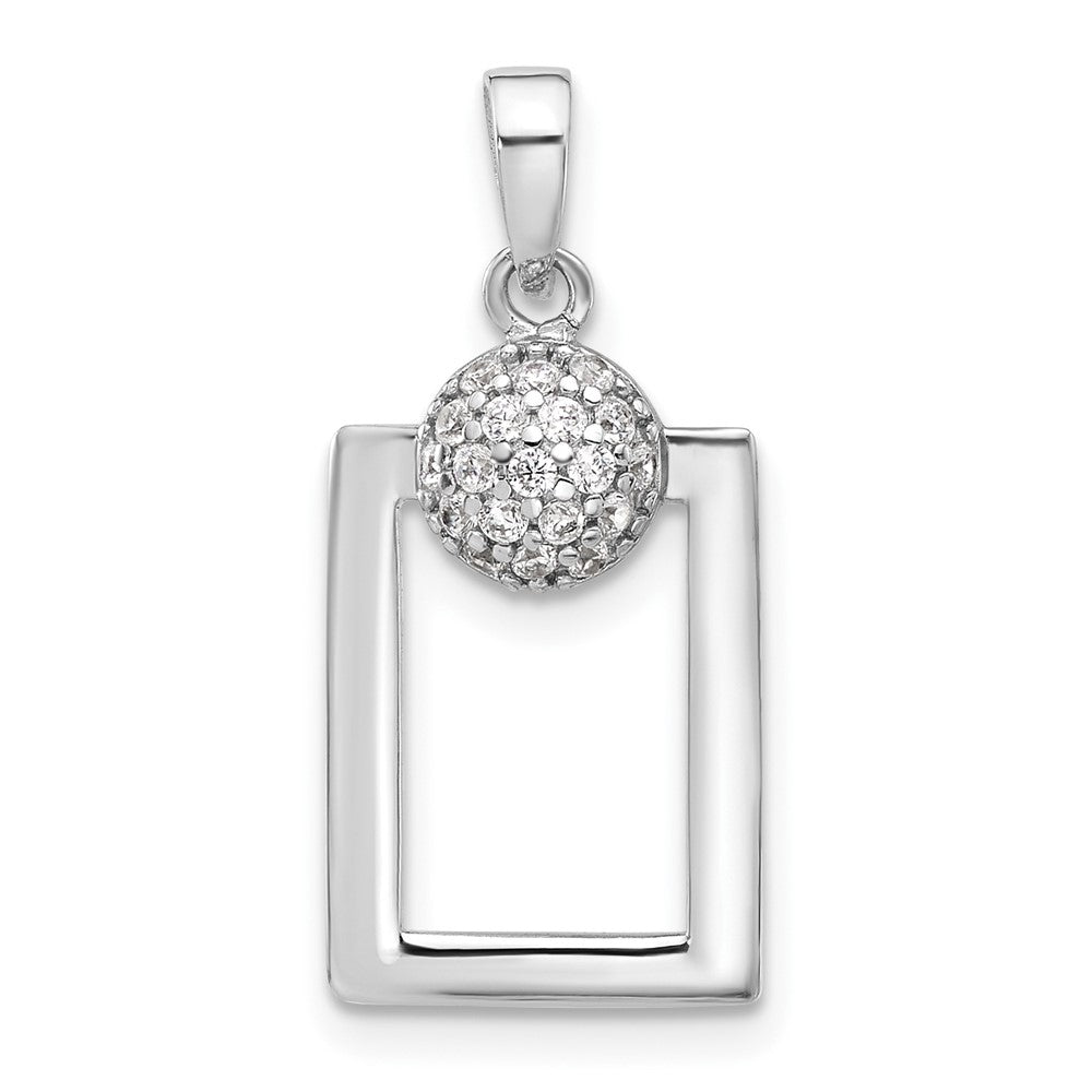 Sterlingsilber Rhodiniert Mikro Pavé Zirkonia Rechteck Ohrringe und Anhänger Set
