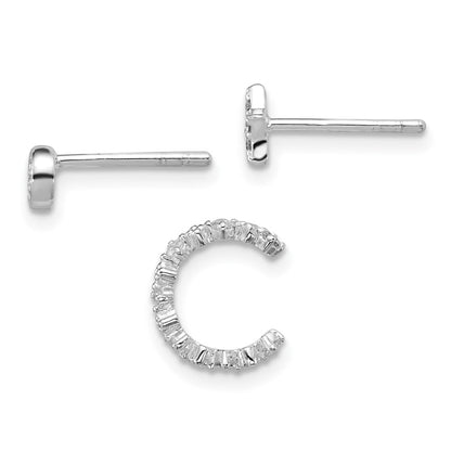 Sterlingsilber Rhodiniert Poliert Zirkonia Stern Kreis und Ohr Manschette Set Of 3 Einfach Ohrring Set