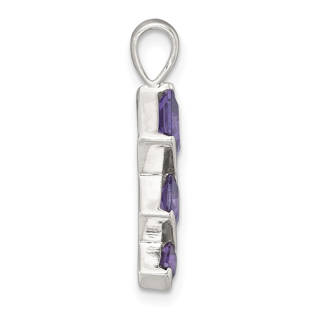Sterlingsilber Lila Zirkonia Anhänger und Stecker Ohrring Set