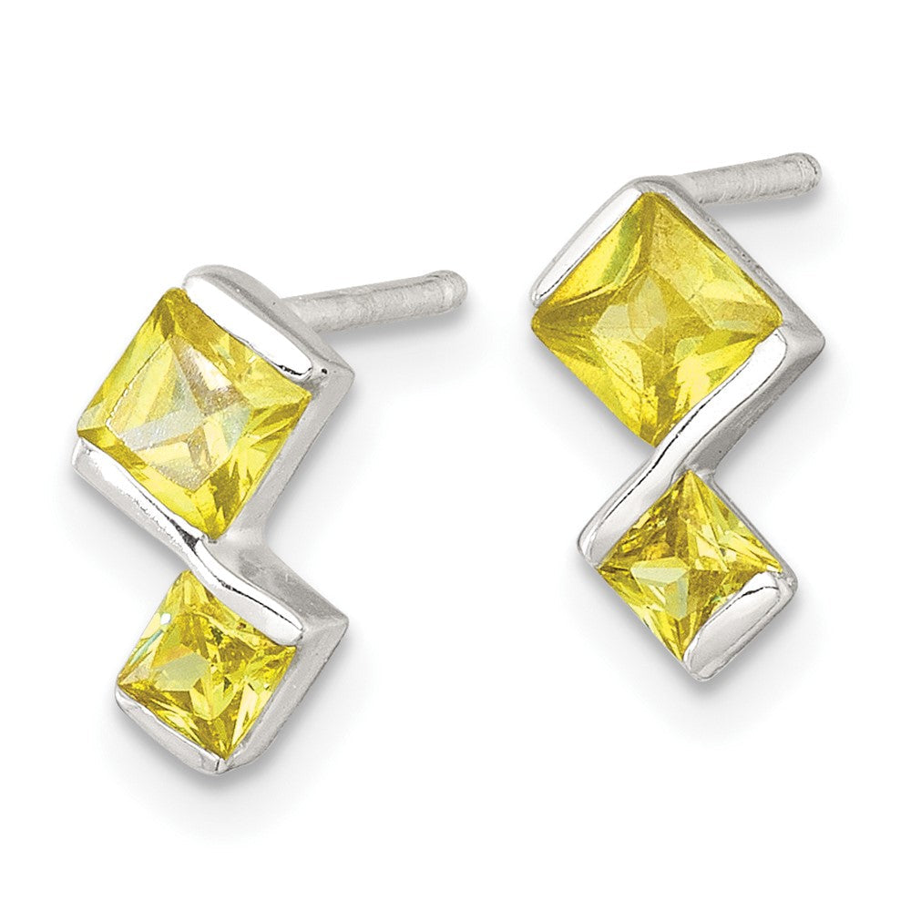 Sterlingsilber Gelb Zirkonia Anhänger und Stecker Ohrring Set