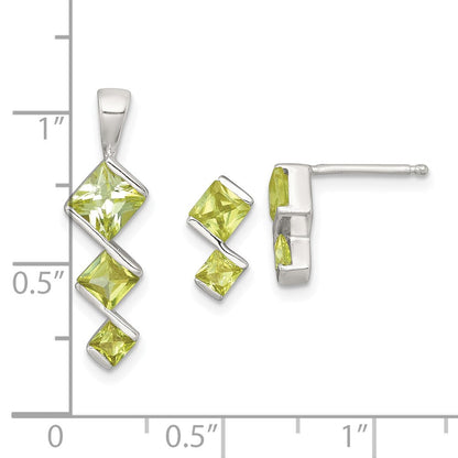Sterlingsilber Gelb Zirkonia Anhänger und Stecker Ohrring Set