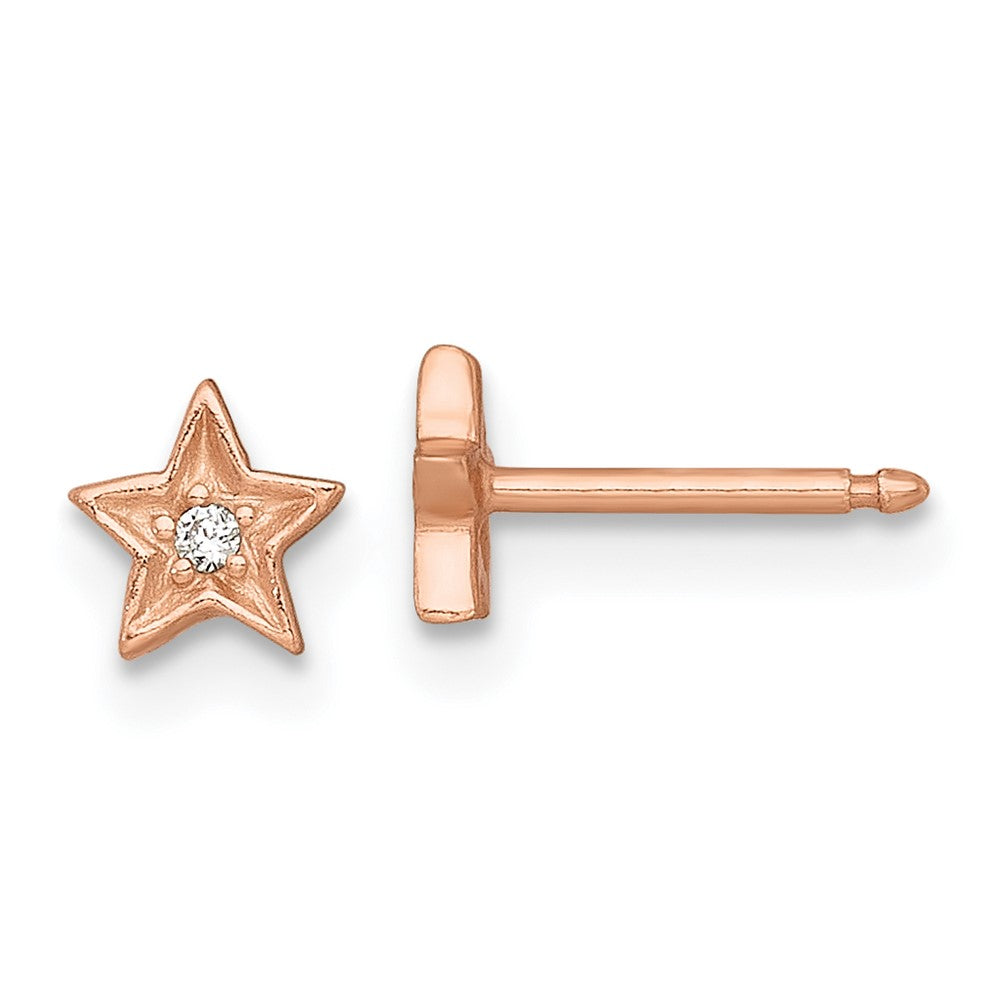 Sterlingsilber Roséfarben Zirkonia Stern Kinder Stecker Ohrring und Halskette Set
