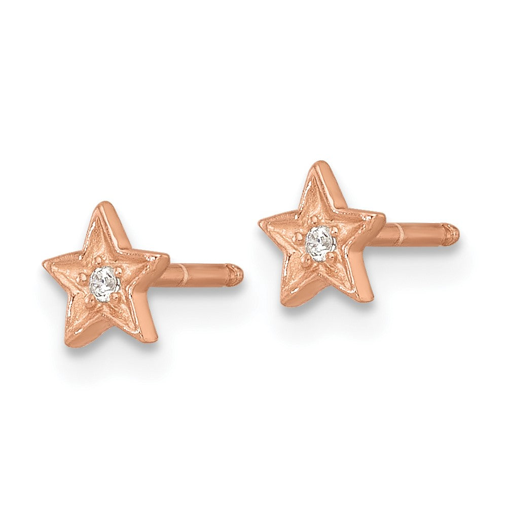 Sterlingsilber Roséfarben Zirkonia Stern Kinder Stecker Ohrring und Halskette Set