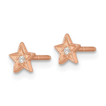 Sterlingsilber Roséfarben Zirkonia Stern Kinder Stecker Ohrring und Halskette Set