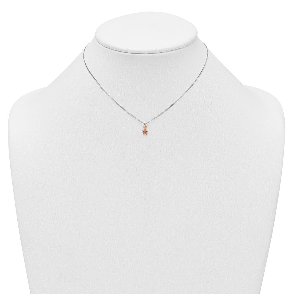 Sterlingsilber Roséfarben Zirkonia Stern Kinder Stecker Ohrring und Halskette Set