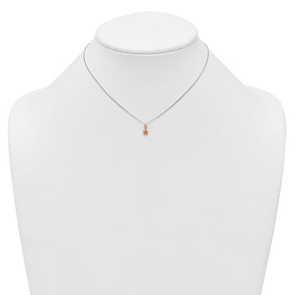 Sterlingsilber Roséfarben Zirkonia Stern Kinder Stecker Ohrring und Halskette Set