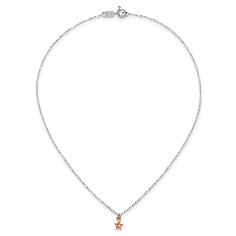 Sterlingsilber Roséfarben Zirkonia Stern Kinder Stecker Ohrring und Halskette Set