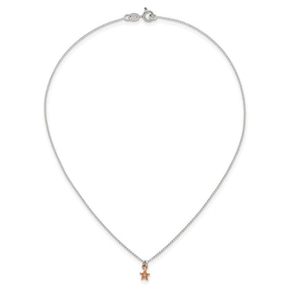 Sterlingsilber Roséfarben Zirkonia Stern Kinder Stecker Ohrring und Halskette Set