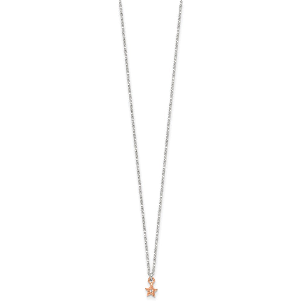 Sterlingsilber Roséfarben Zirkonia Stern Kinder Stecker Ohrring und Halskette Set