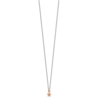 Sterlingsilber Roséfarben Zirkonia Stern Kinder Stecker Ohrring und Halskette Set