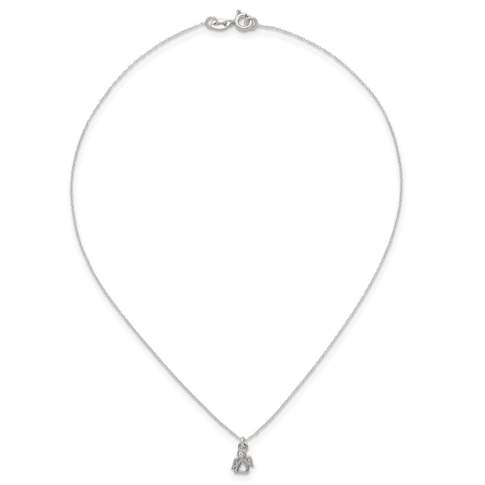 Sterlingsilber Zirkonia Engel Kinder Stecker Ohrring und Halskette Set