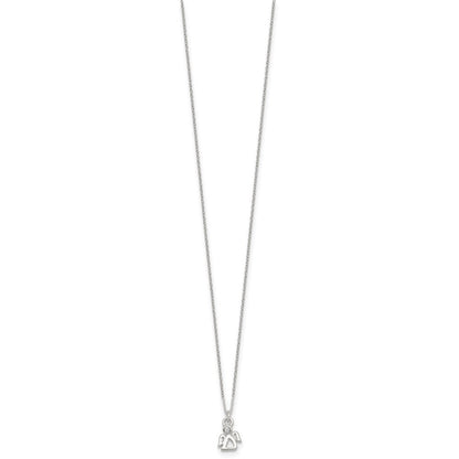 Sterlingsilber Zirkonia Engel Kinder Stecker Ohrring und Halskette Set