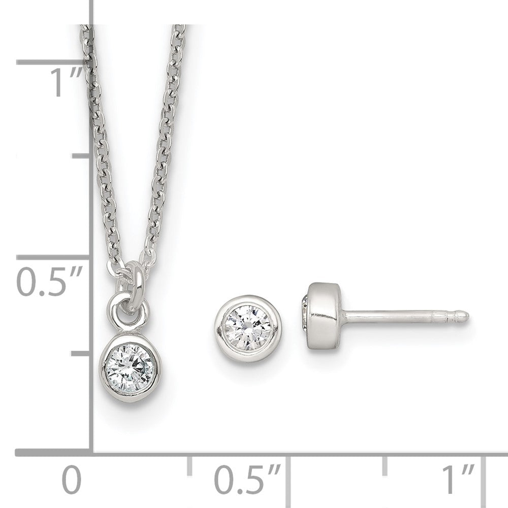 Sterlingsilber Zirkonia Kinder Stecker Ohrring und Halskette Set