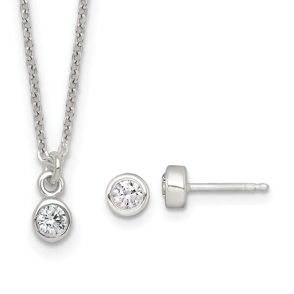 Sterlingsilber Zirkonia Kinder Stecker Ohrring und Halskette Set