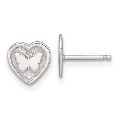Sterlingsilber Schmetterling Herz Kinder Stecker Ohrring und Halskette Set