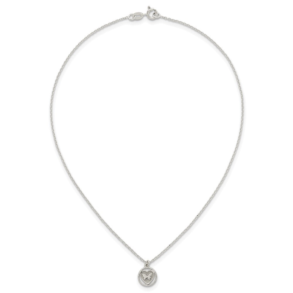 Sterlingsilber Schmetterling Herz Kinder Stecker Ohrring und Halskette Set