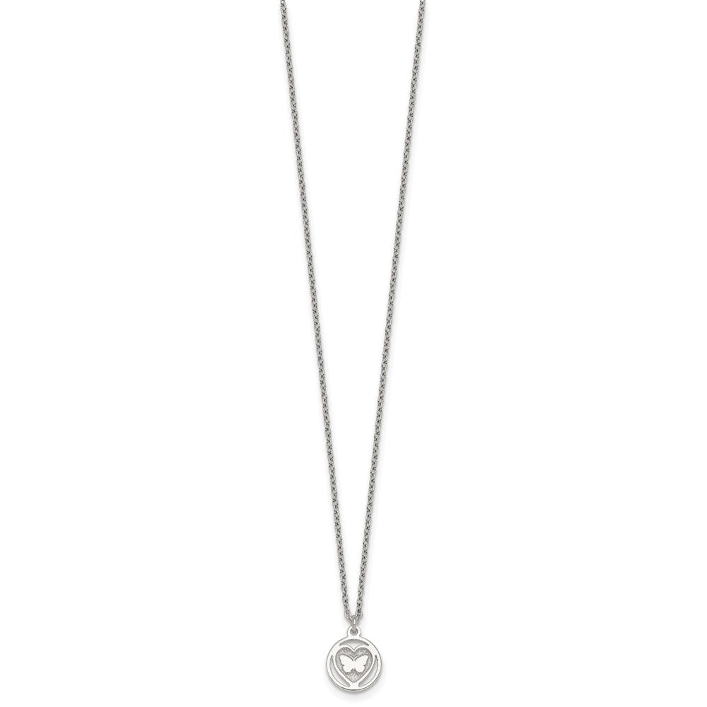 Sterlingsilber Schmetterling Herz Kinder Stecker Ohrring und Halskette Set