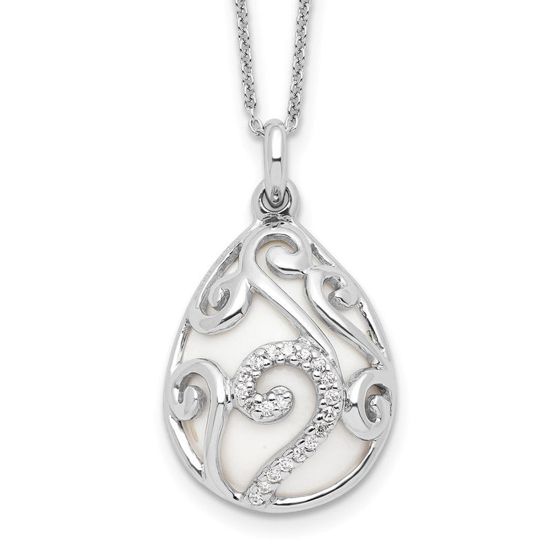 Sterlingsilber Sentimental Expressions Rhodiniert Weiß Achat Zirkonia Dew Of Heaven 18 Zoll Halskette