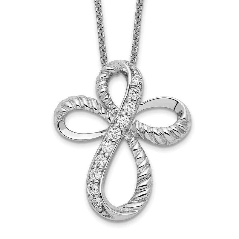 Sterlingsilber Sentimental Expressions Rhodiniert Zirkonia Endlos Hoffnung 18 Zoll Kreuz Halskette