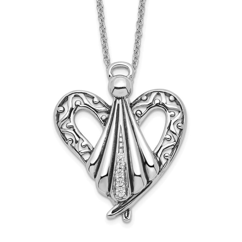 Sterlingsilber Sentimental Expressions Rhodiniert Zirkonia Antikisiert Engel Of Freundschaft 18 Zoll Halskette