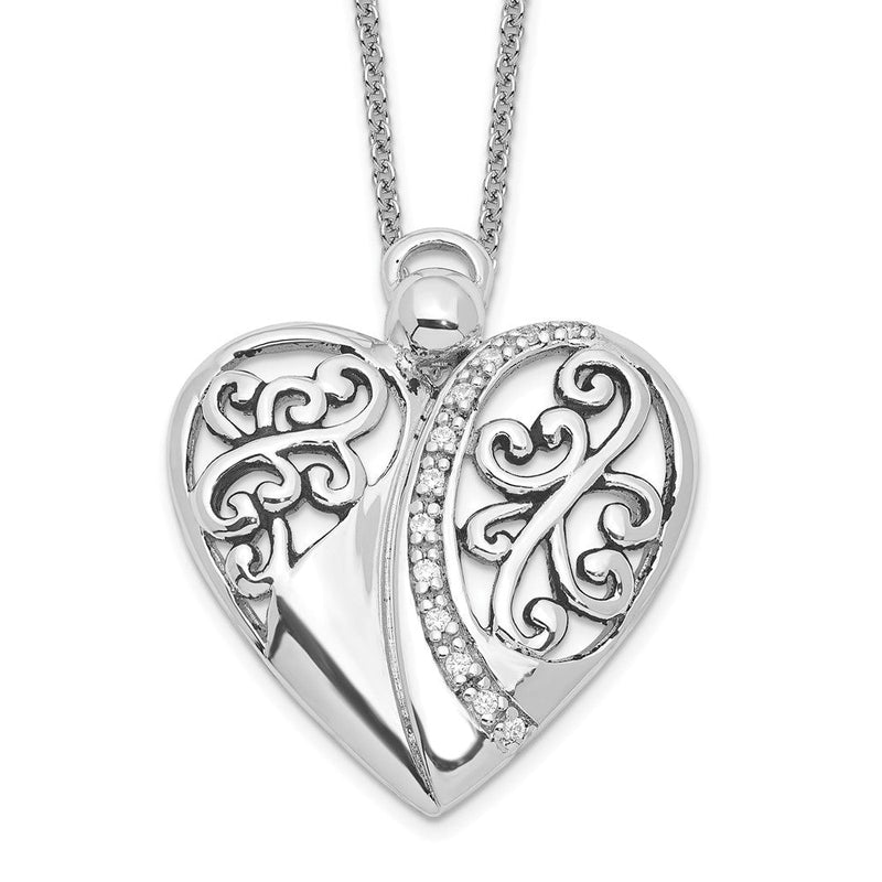 Sterlingsilber Sentimental Expressions Rhodiniert Zirkonia Antikisiert 18 Zoll Engel Of Liebe Halskette