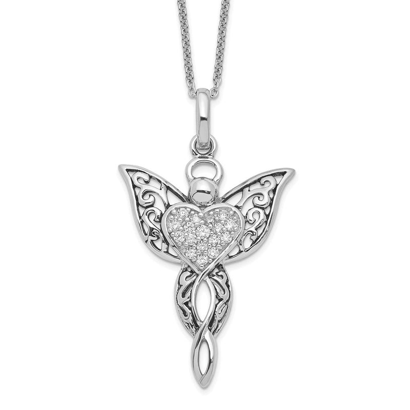 Sterlingsilber Sentimental Expressions Rhodiniert Zirkonia Antikisiert Engel Of Blessing 18 Zoll Halskette