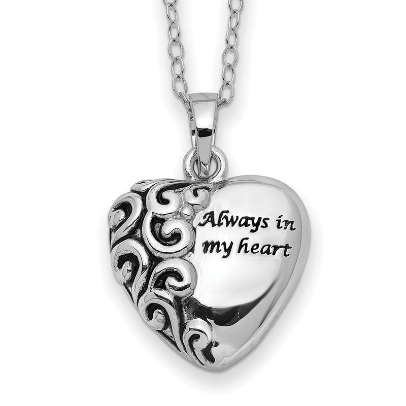 Sterlingsilber Sentimental Expressions Antikisiert Herz Andenken Ash Halter 18 Zoll Halskette