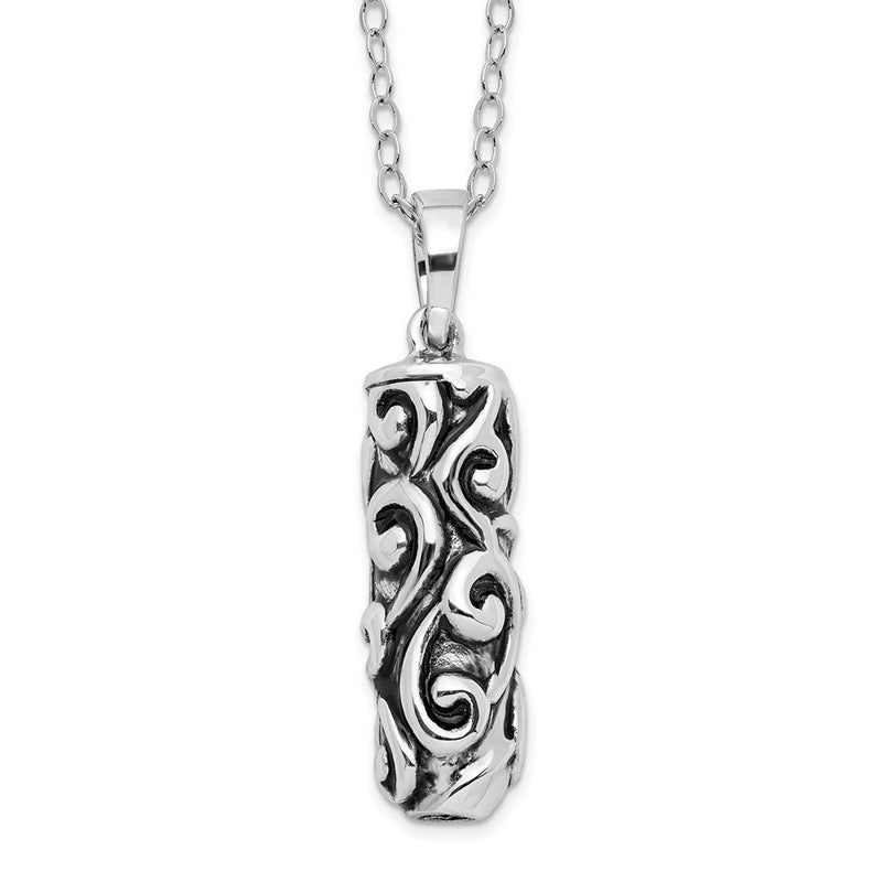 Sterlingsilber Sentimental Expressions Rhodiniert Antikisiert Cylinder Andenken Ash Halter 18 Zoll Halskette