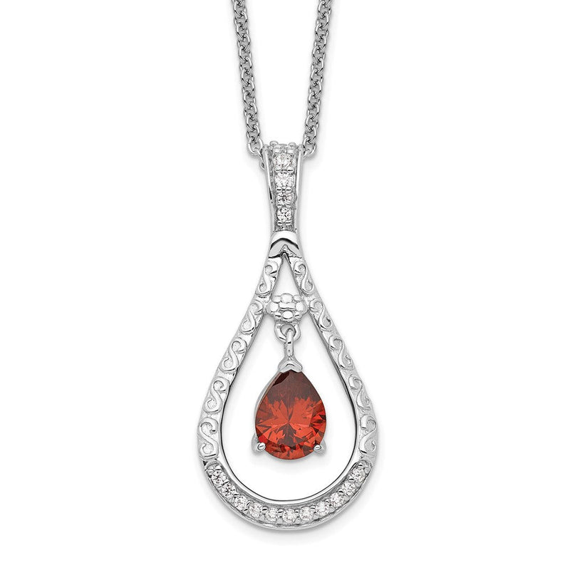 Sterlingsilber Sentimental Expressions Rhodiniert Jan. Zirkonia Stein Never Forget Tear 18 Zoll Geburtsstein Halskette