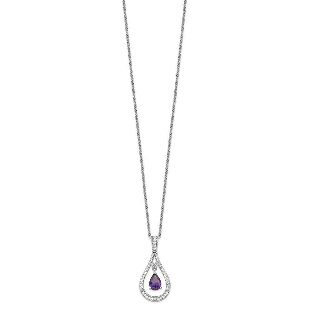 Sterlingsilber Sentimental Expressions Rhodiniert Feb. Zirkonia Stein Never Forget Tear 18 Zoll Geburtsstein Halskette