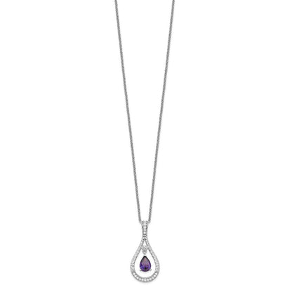 Sterlingsilber Sentimental Expressions Rhodiniert Feb. Zirkonia Stein Never Forget Tear 18 Zoll Geburtsstein Halskette