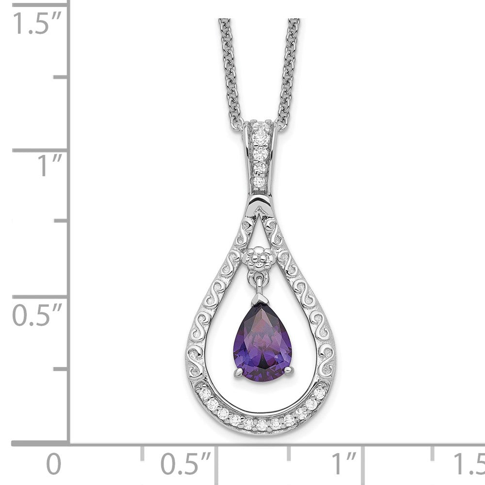 Sterlingsilber Sentimental Expressions Rhodiniert Feb. Zirkonia Stein Never Forget Tear 18 Zoll Geburtsstein Halskette