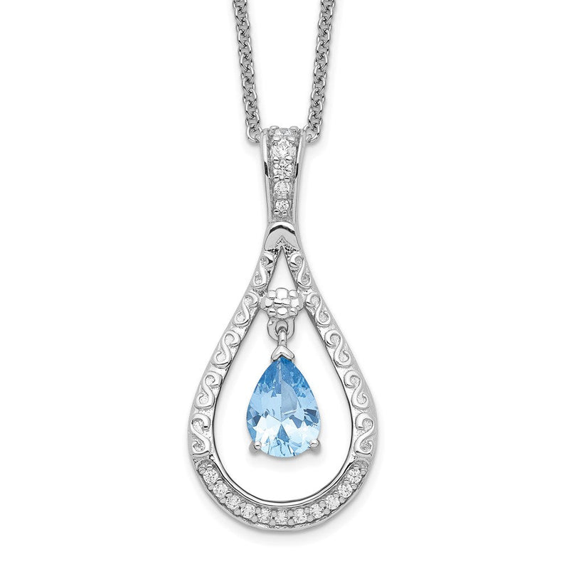 Sterlingsilber Sentimental Expressions Rhodiniert Mar. Zirkonia Stein Never Forget Tear 18 Zoll Geburtsstein Halskette